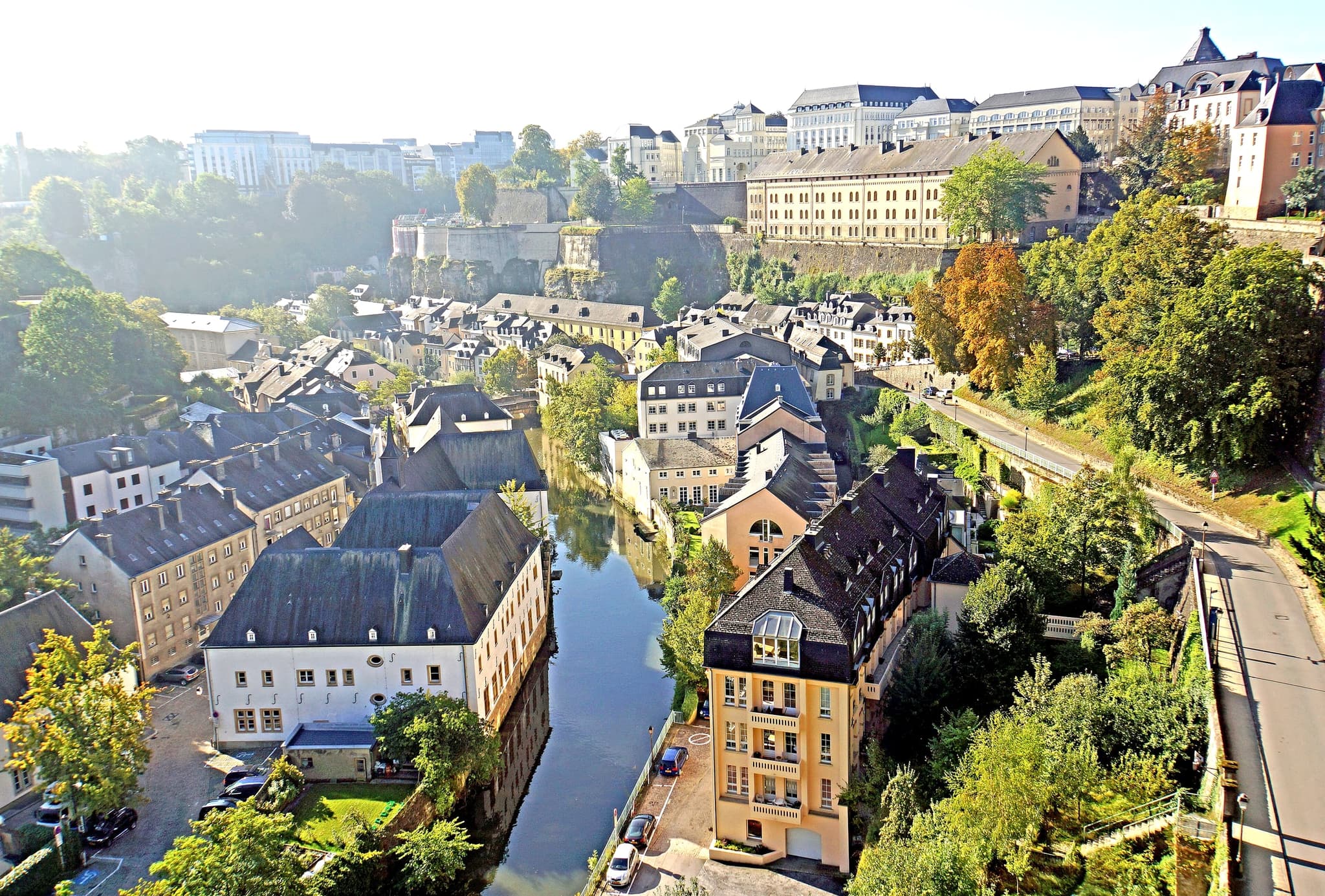 The Grund quarter of Luxembourg City below the ramparts