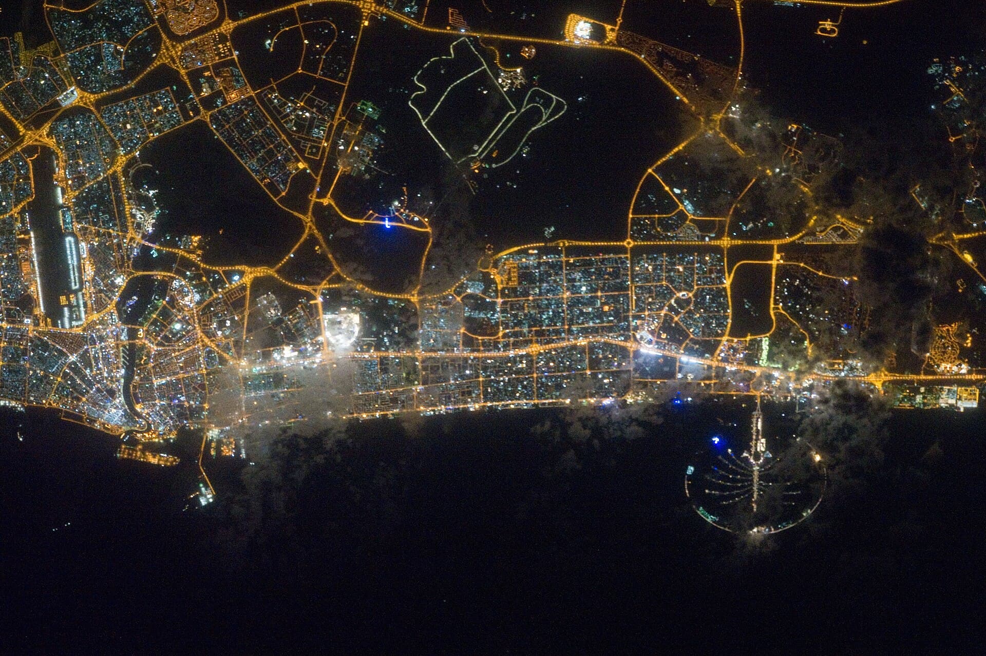 Aerial view of a dense high-rise district