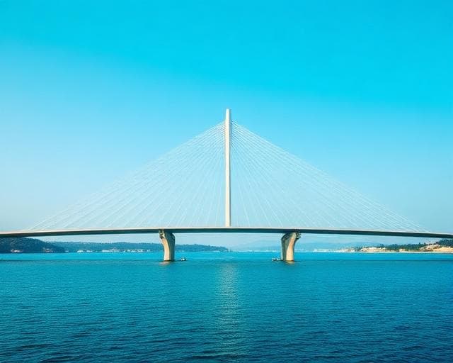 A suspension bridge over water