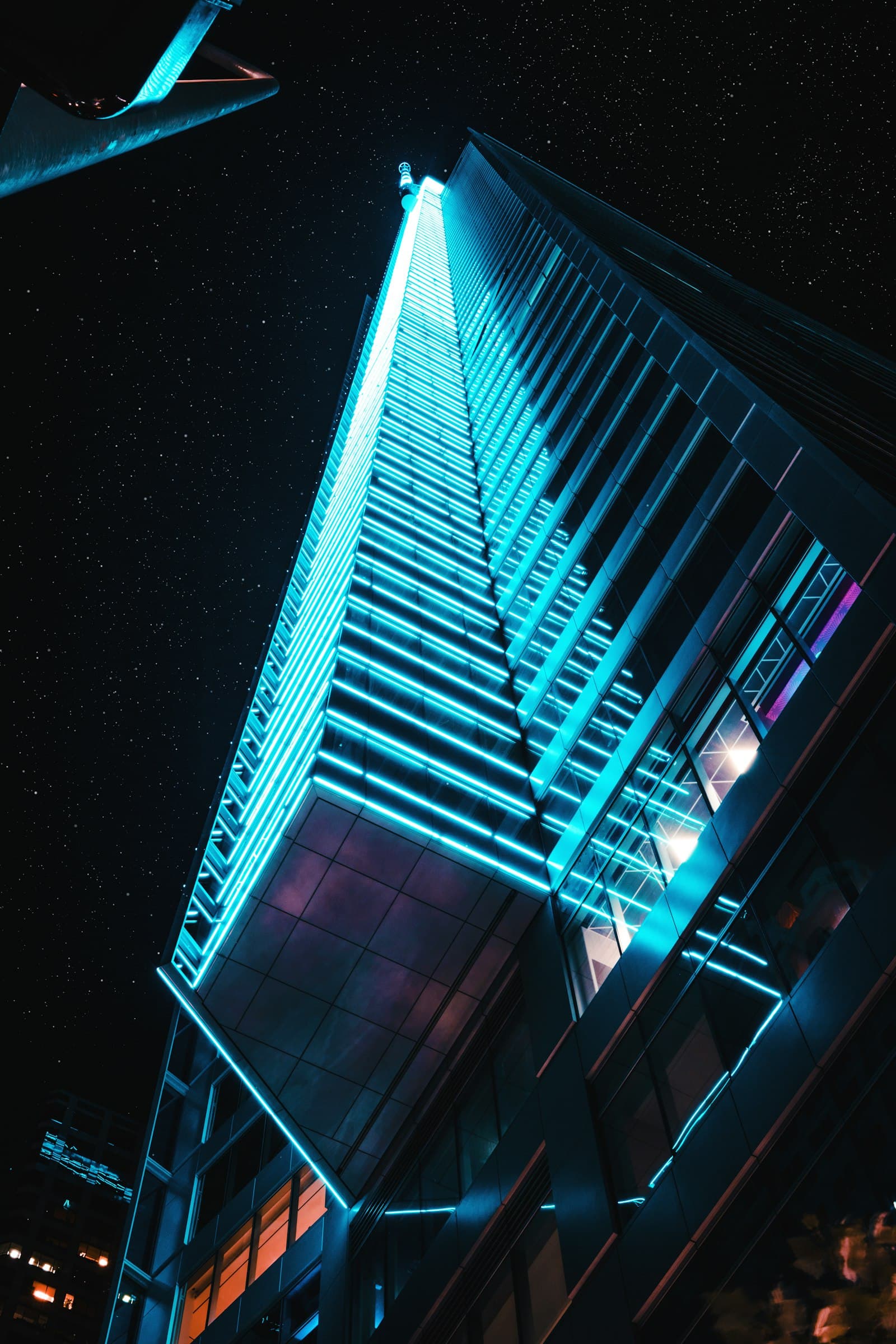 Looking up a high-rise facade